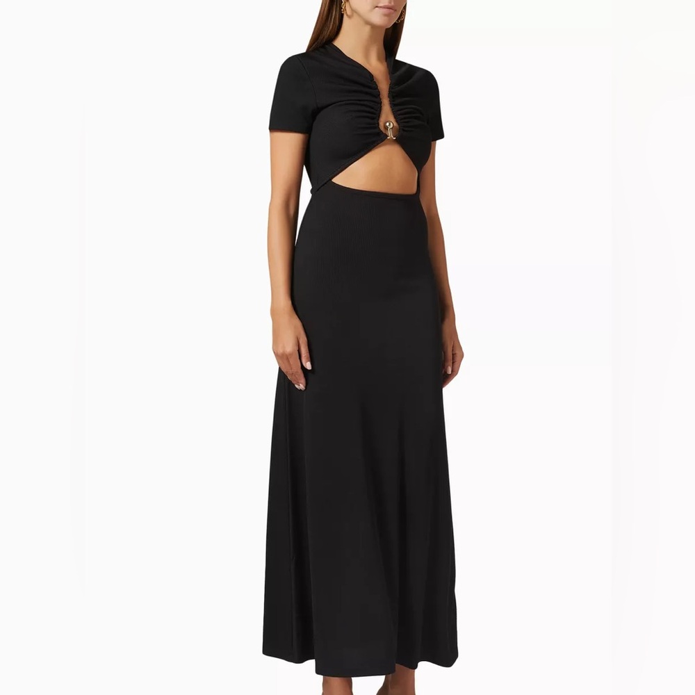 NWT Christopher Esber Polar Orbit Tee Maxi Dress - Black Ribbed - UK/AU 6 / US 2